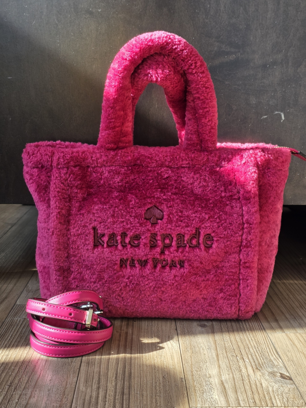 Kate Spade Ella Small Faux Shearling Tote Festive Pink